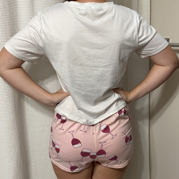Women’s SHEIN “Wine O’ Clock” pink and white pajama set. Size medium. - Picture 4 of 11
